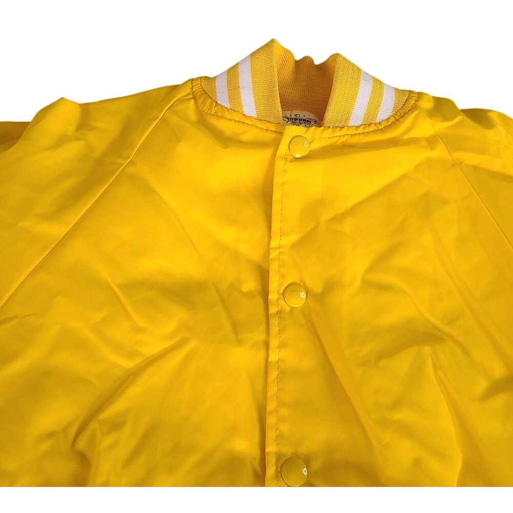 Vtg Auburn Sportswear Yellow Nylon Bomber 80s Snap-Front Jacket S Made In USA - Picture 6 of 11